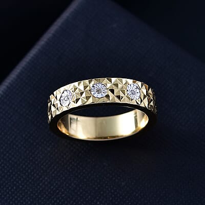 Karis White Diamond Accent Band Ring in 18K YG Plated (Size 10.0)