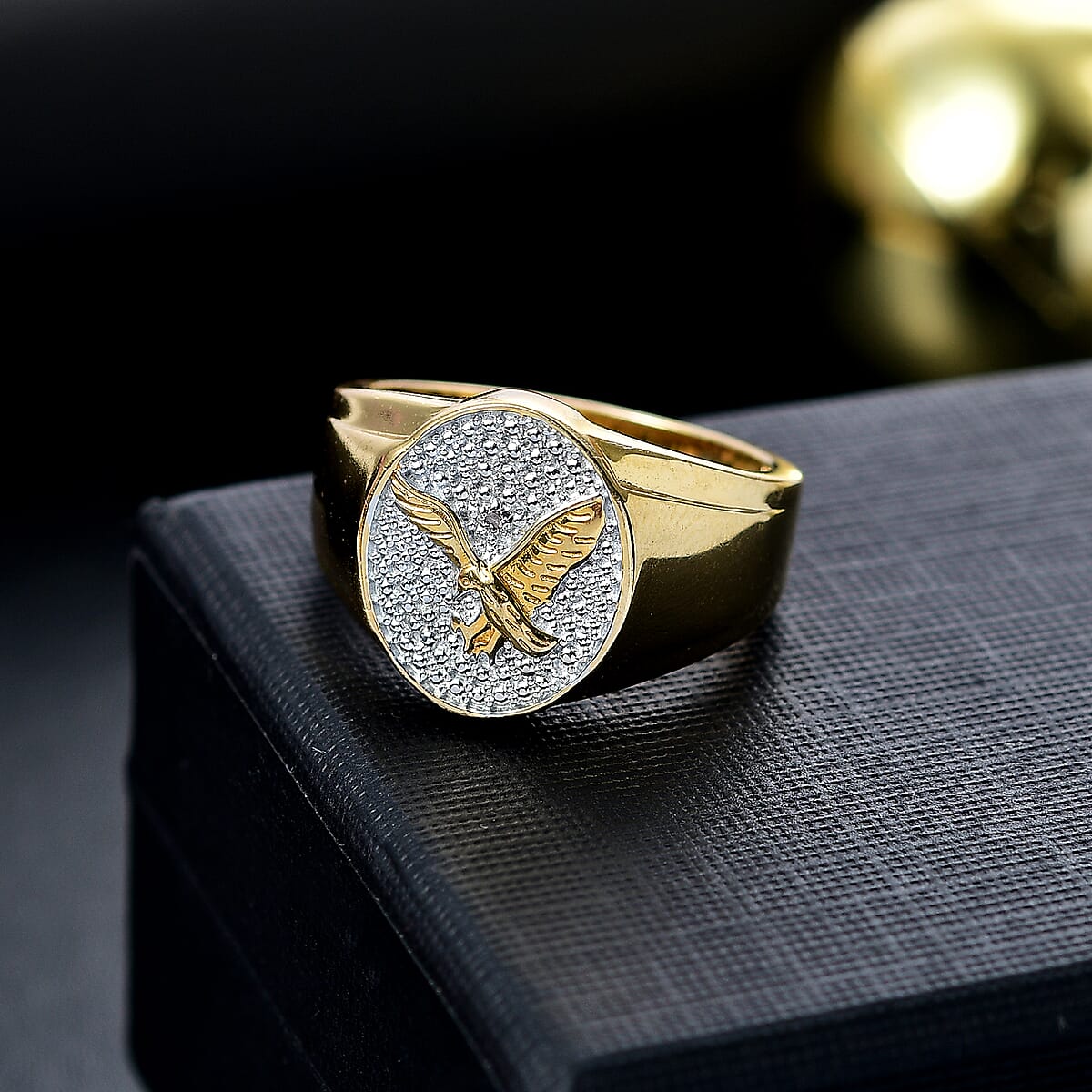 Karis White Diamond Accent Eagle Men's Ring in 18K YG Plated (Size 14.0) image number 1