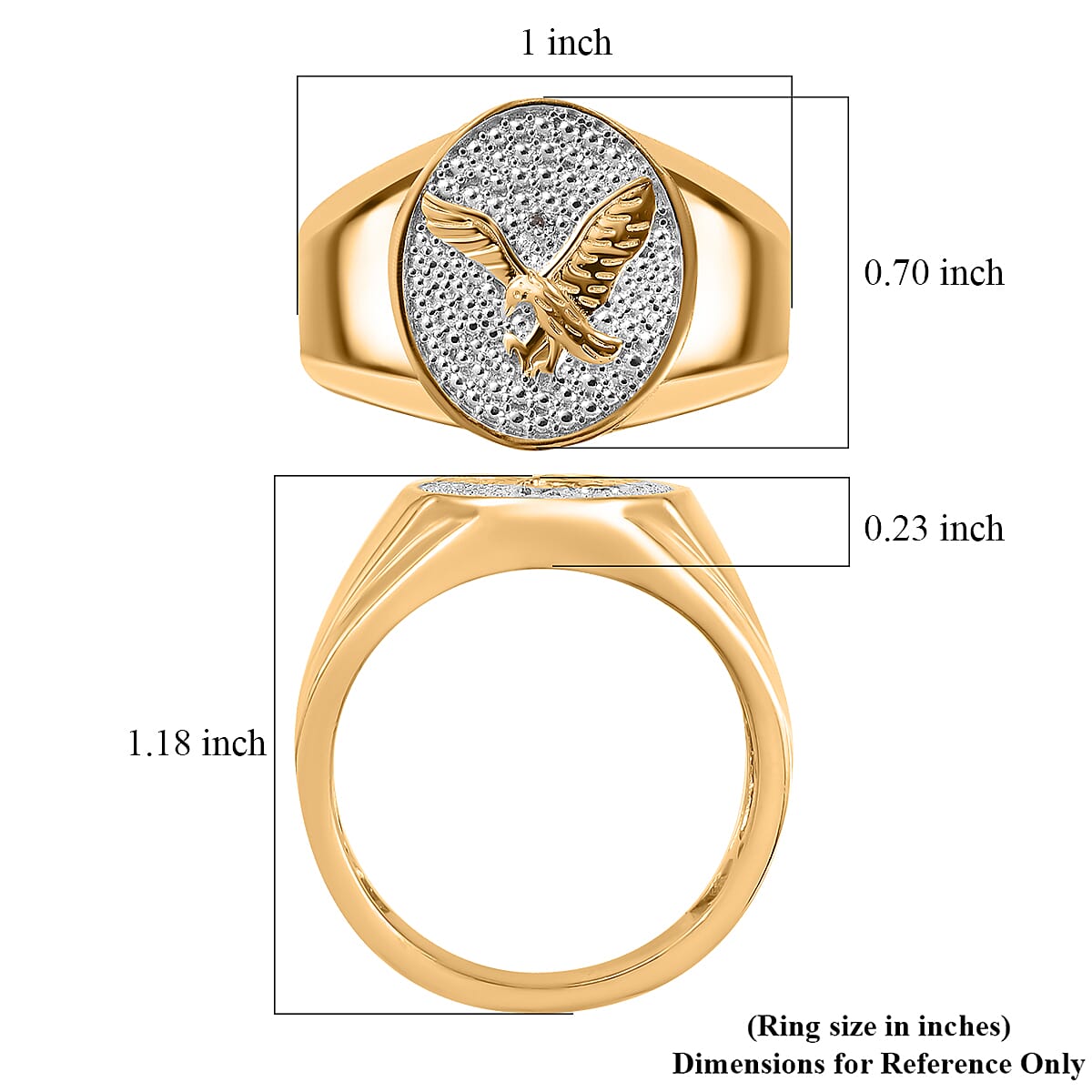 Karis White Diamond Accent Eagle Men's Ring in 18K YG Plated (Size 14.0)