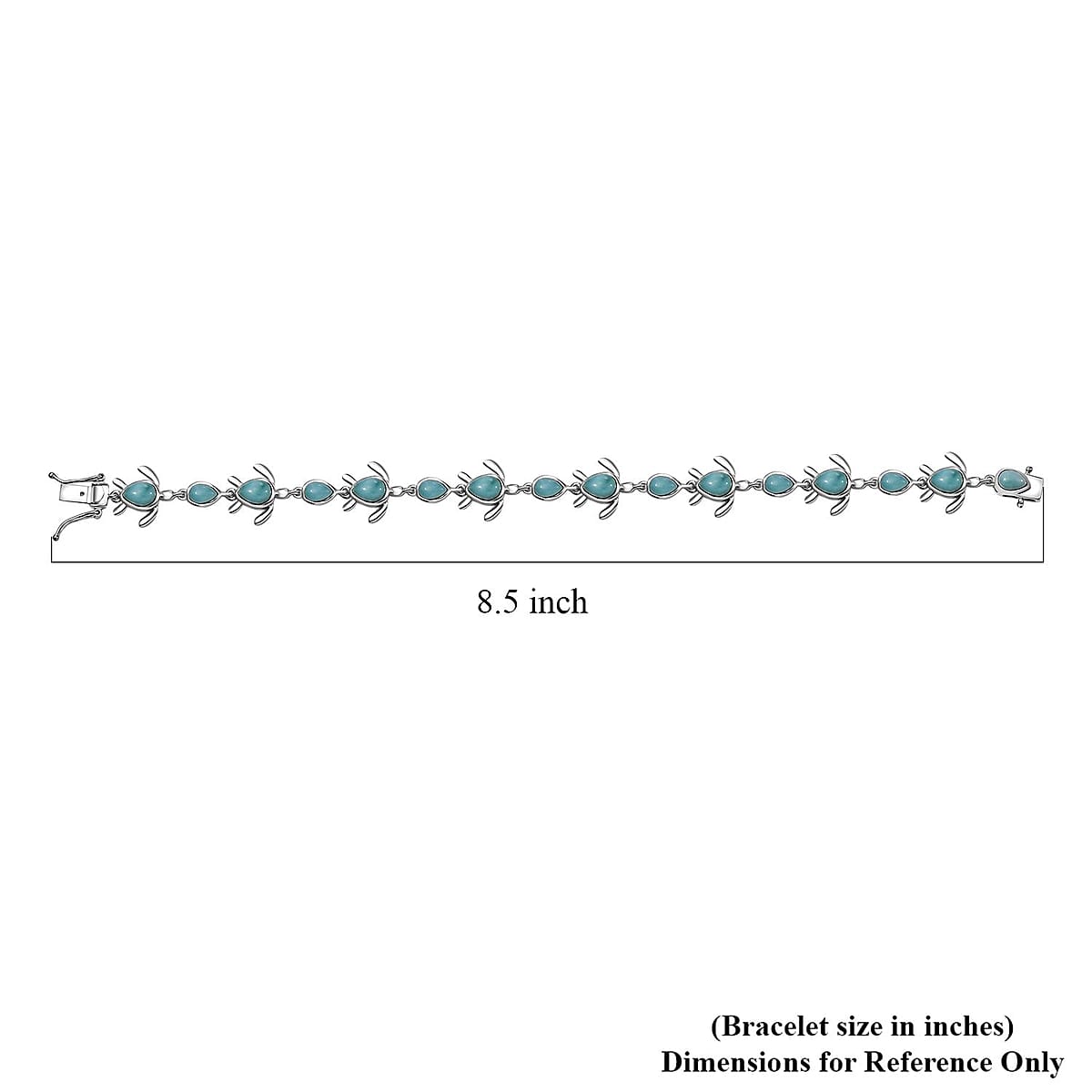 D'Joy Natural Green Larimar 11.70 ctw Turtle Bracelet in Rhodium Over Sterling Silver (8.00 In) image number 4