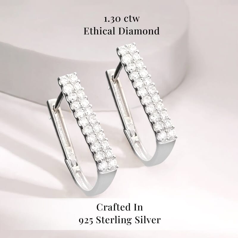 Luxuriant Lab Grown Diamond G SI 1.30 ctw Latch Back Earrings in Sterling Silver