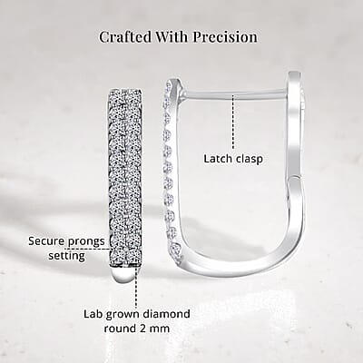 Luxuriant Lab Grown Diamond G SI 1.30 ctw Latch Back Earrings in Sterling Silver