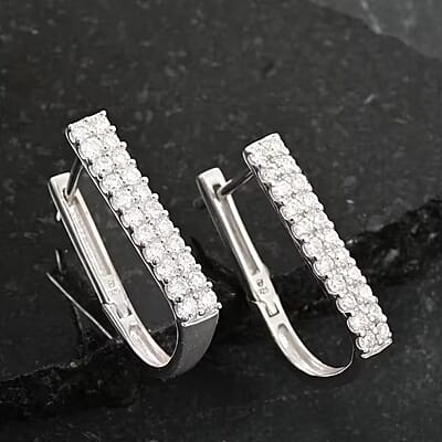 Luxuriant Lab Grown Diamond G SI 1.30 ctw Latch Back Earrings in Sterling Silver