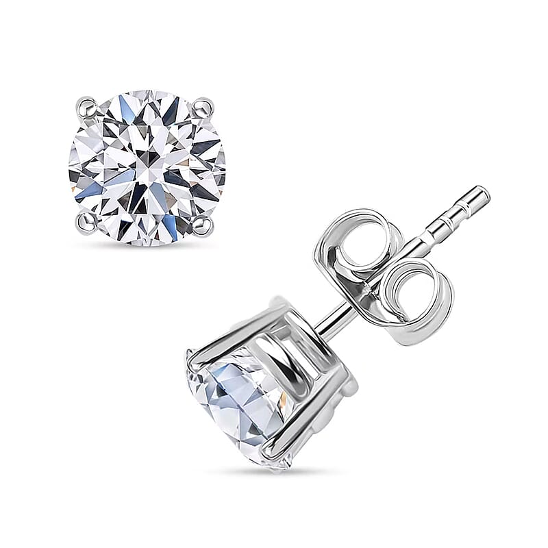 14K White Gold Luxuriant Lab Grown Diamond(G SI) Stud Earrings 1.50 ctw