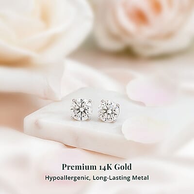 14K White Gold Luxuriant Lab Grown Diamond(G SI) Stud Earrings 1.50 ctw