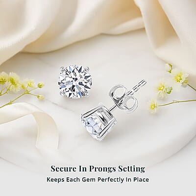 14K White Gold Luxuriant Lab Grown Diamond(G SI) Stud Earrings 1.50 ctw