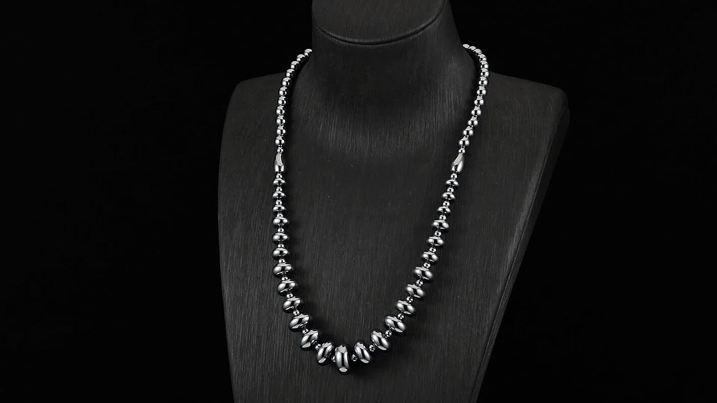 EverTrue Terahertz 8mm 240 ctw Beaded Graduation Necklace 20 Inches in Stainless Steel