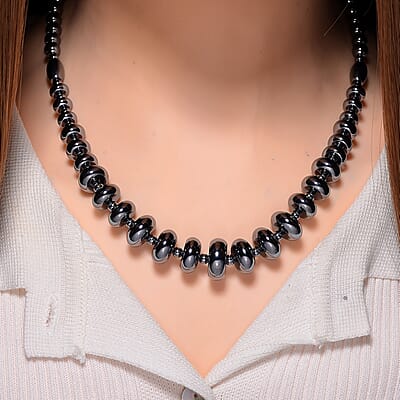 EverTrue Terahertz 8mm 240 ctw Beaded Graduation Necklace 20 Inches in Stainless Steel