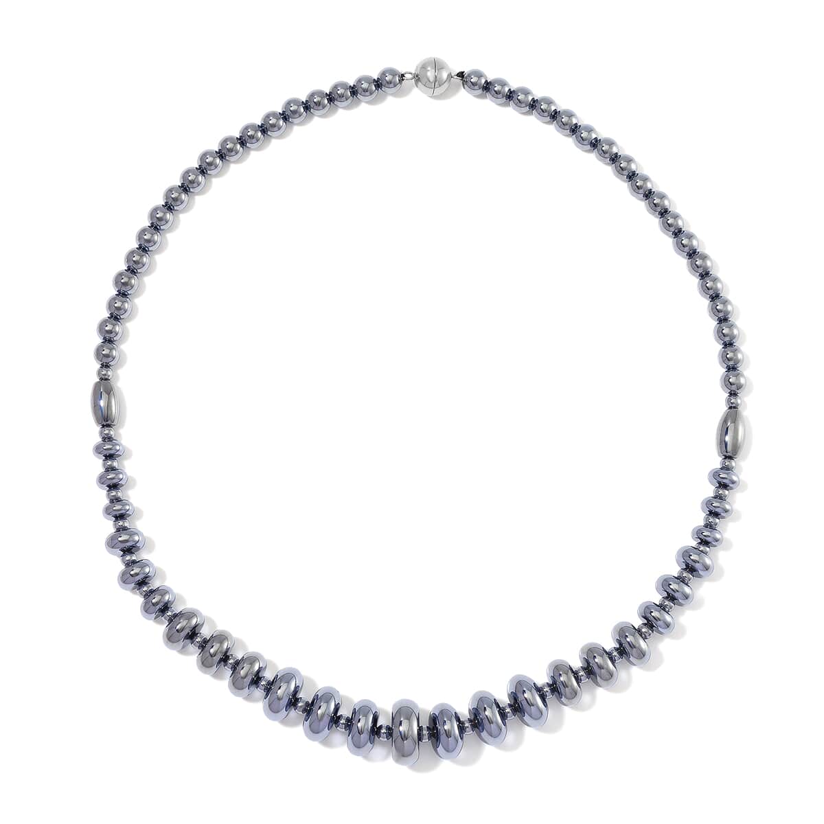 Terahertz 8mm 240 ctw Beaded Graduation Necklace 20 Inches in Stainless Steel image number 2