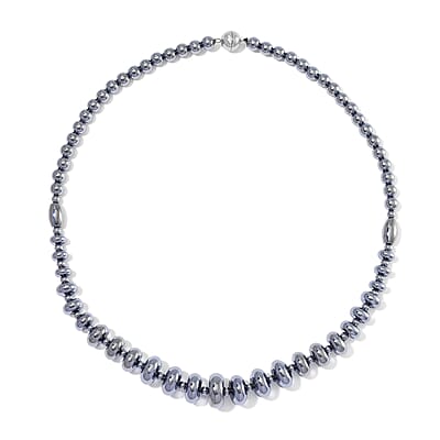 EverTrue Terahertz 8mm 240 ctw Beaded Graduation Necklace 20 Inches in Stainless Steel