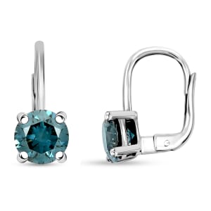Luxuriant Lab Grown Blue Diamond 2.00 ctw Earrings in 14K White Gold
