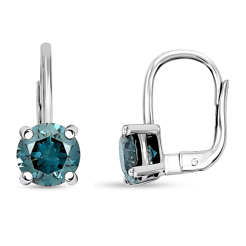 Luxuriant Lab Grown Blue Diamond (IR) 2.00 ctw Earrings in 14K White Gold