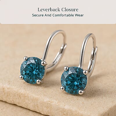 Luxuriant Lab Grown Blue Diamond (IR) 2.00 ctw Earrings in 14K White Gold
