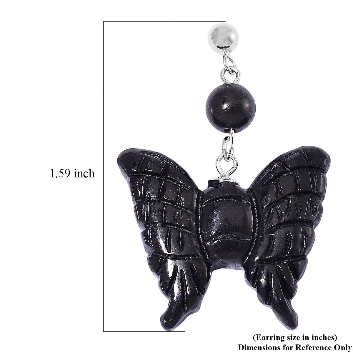 Shungite 30.00 ctw Butterfly Earrings in Rhodium Over Sterling Silver image number 5