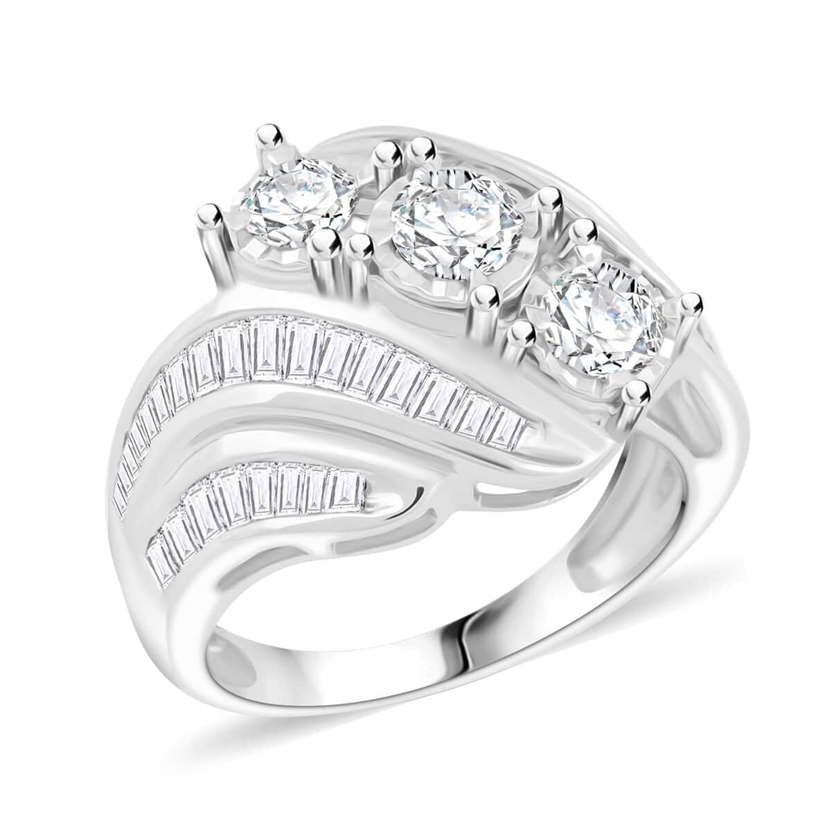 White Diamond 2.00 ctw Ring in 10K White Gold (Size 7.0) 5.35 Grams image number 0