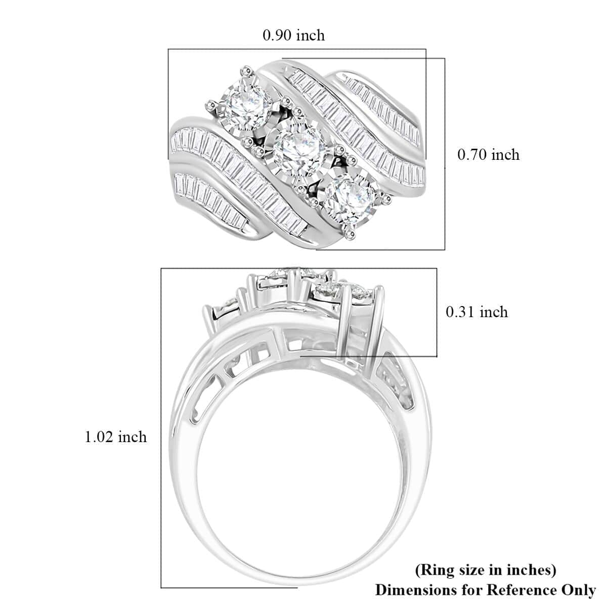 White Diamond 2.00 ctw Ring in 10K White Gold (Size 7.0) 5.35 Grams image number 5