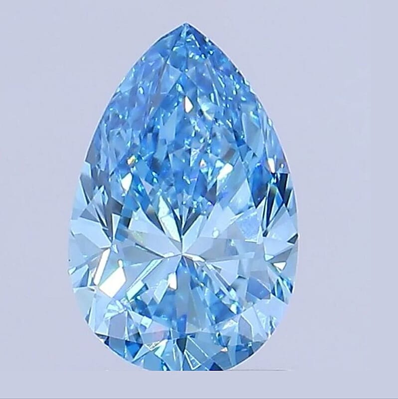 IGI Certified Luxuriant Lab Grown Blue Diamond VS2 (Pear) 3.50 ctw