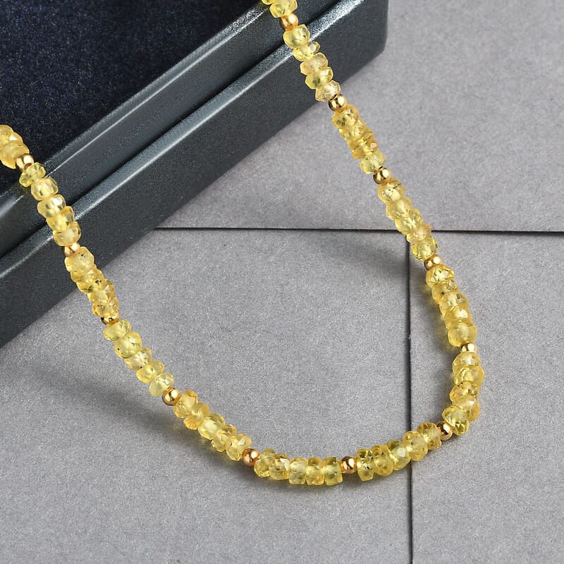 Yellow Sapphire 33.00 ctw Beaded Necklace in Vermeil Yellow Gold Over Sterling Silver 18 Inches