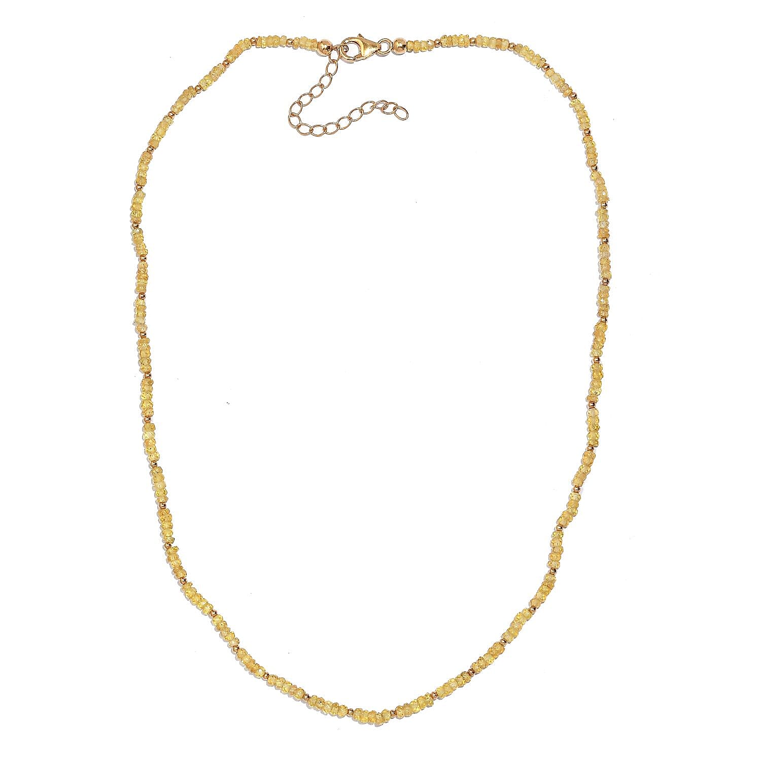 Yellow Sapphire 33.00 ctw Beaded Necklace in Vermeil Yellow Gold Over Sterling Silver 18 Inches
