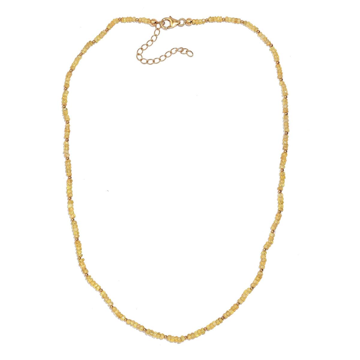 Yellow Sapphire 33.00 ctw Beaded Necklace in Vermeil Yellow Gold Over Sterling Silver 18 Inches image number 3