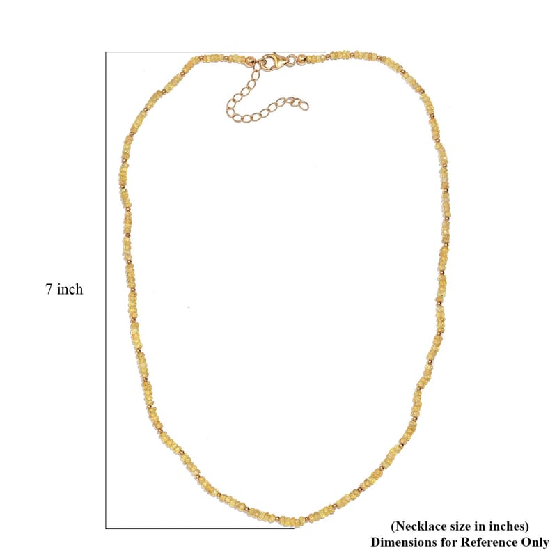 Yellow Sapphire 33.00 ctw Beaded Necklace in Vermeil Yellow Gold Over Sterling Silver 18 Inches