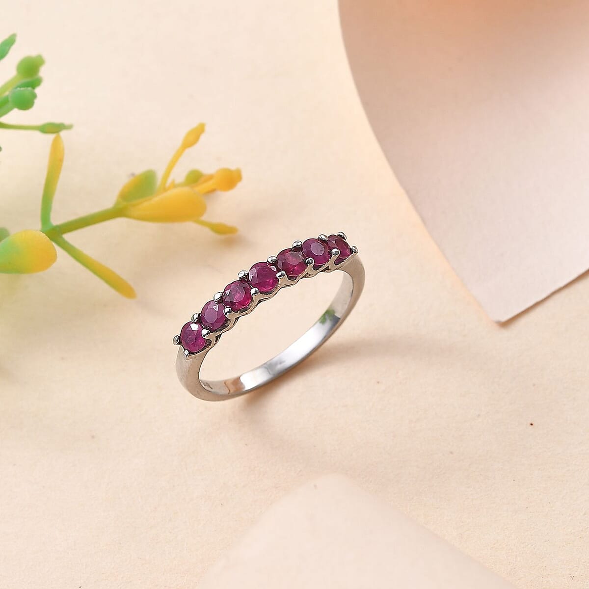 Ruby 1.10 ctw Ring in Stainless Steel (Size 7.0) image number 1