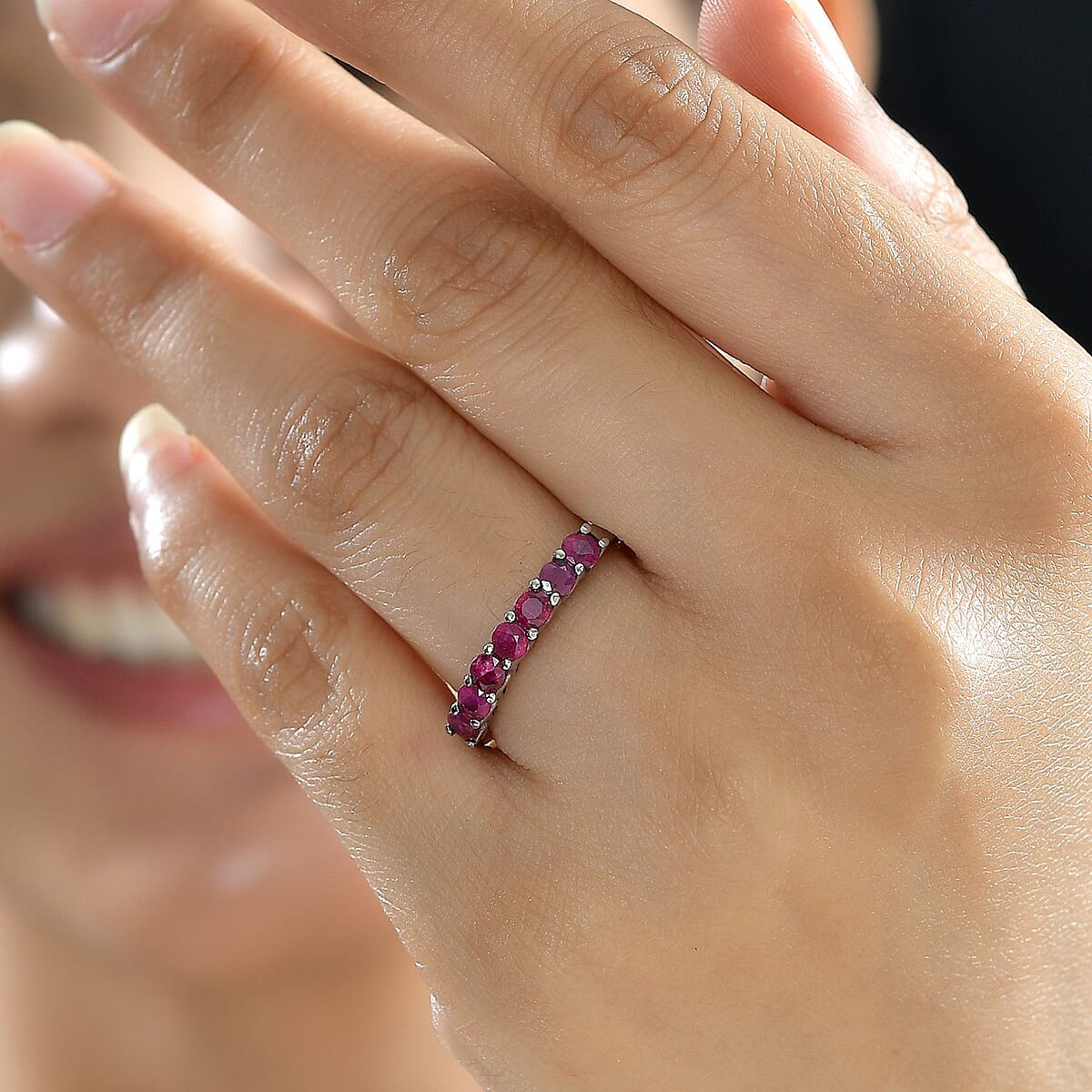 Ruby 1.10 ctw Ring in Stainless Steel (Size 7.0) image number 2