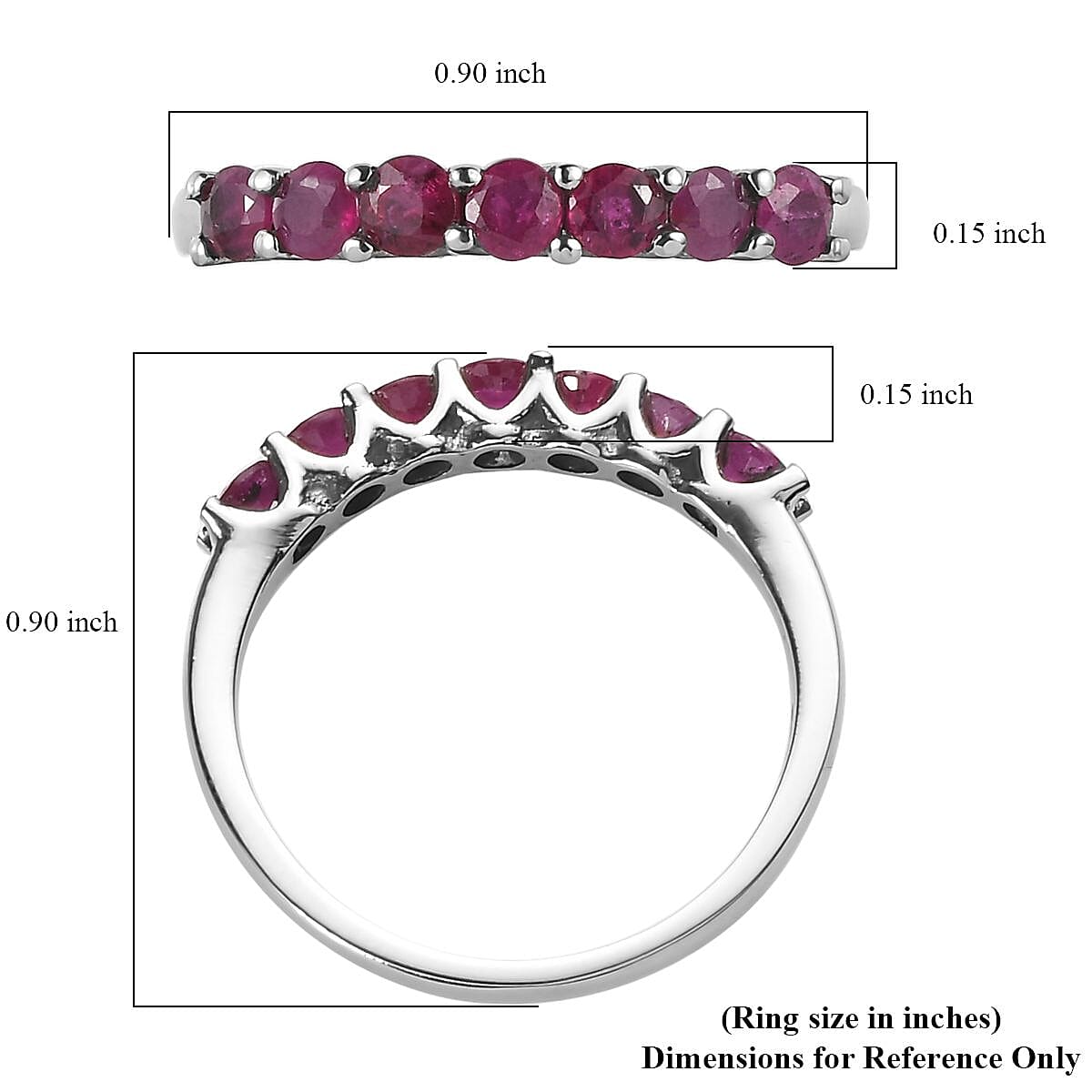 Ruby 1.10 ctw Ring in Stainless Steel (Size 7.0) image number 5