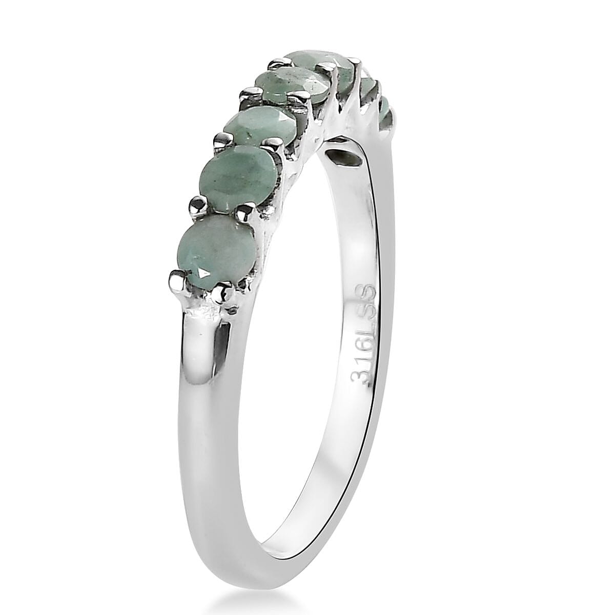 Emerald 0.80 ctw Ring in Stainless Steel (Size 8.0) image number 3