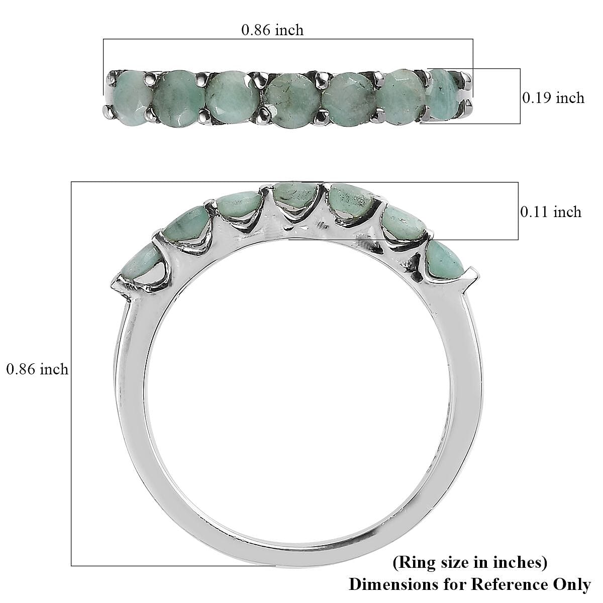 Emerald 0.80 ctw Ring in Stainless Steel (Size 8.0) image number 5