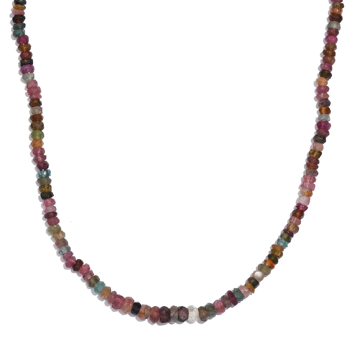 Multi-Tourmaline 55.00 ctw Beaded Necklace in Rhodium Over Sterling Silver 18 Inches image number 0