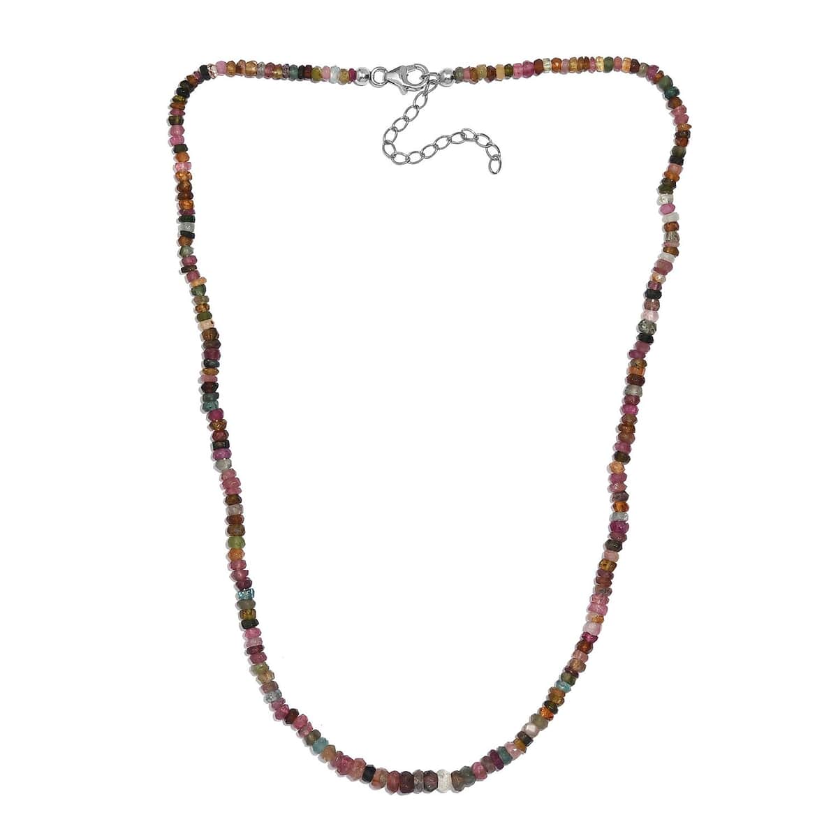 Multi-Tourmaline 55.00 ctw Beaded Necklace in Rhodium Over Sterling Silver 18 Inches image number 3