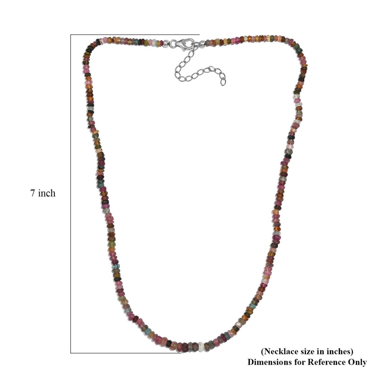 Multi-Tourmaline 55.00 ctw Beaded Necklace in Rhodium Over Sterling Silver 18 Inches image number 5