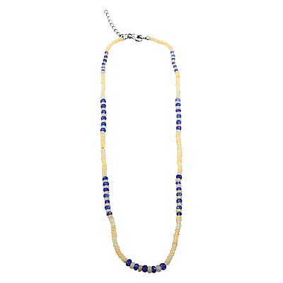 AAA Tanzanite and Ethiopian Welo Opal 50.00 ctw Necklace in Rhodium Over Sterling Silver 18 Inches