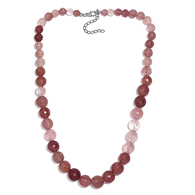 Tanzanian Natronite 280.00 ctw Beaded Necklace in Rhodium Over Sterling Silver 18 Inches