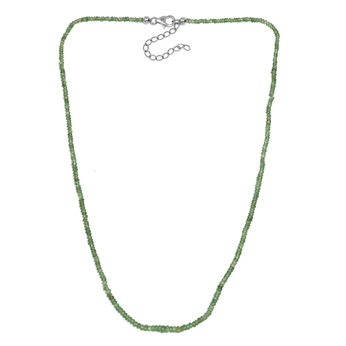 Tsavorite Garnet Beaded 30 ctw Necklace 18 Inches in Rhodium Over Sterling Silver image number 3