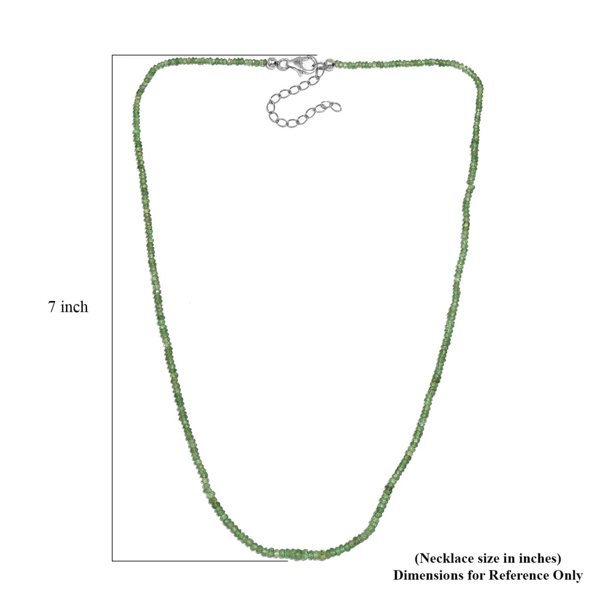 Tsavorite Garnet Beaded 30 ctw Necklace 18 Inches in Rhodium Over Sterling Silver image number 5