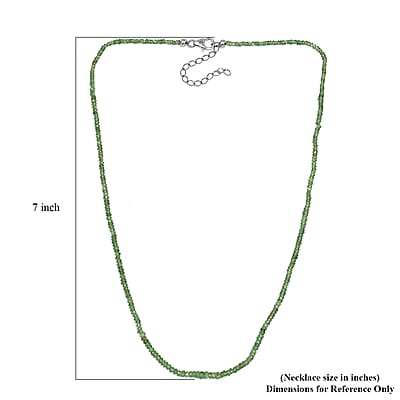 Tsavorite Garnet Beaded 30 ctw Necklace 18 Inches in Rhodium Over Sterling Silver