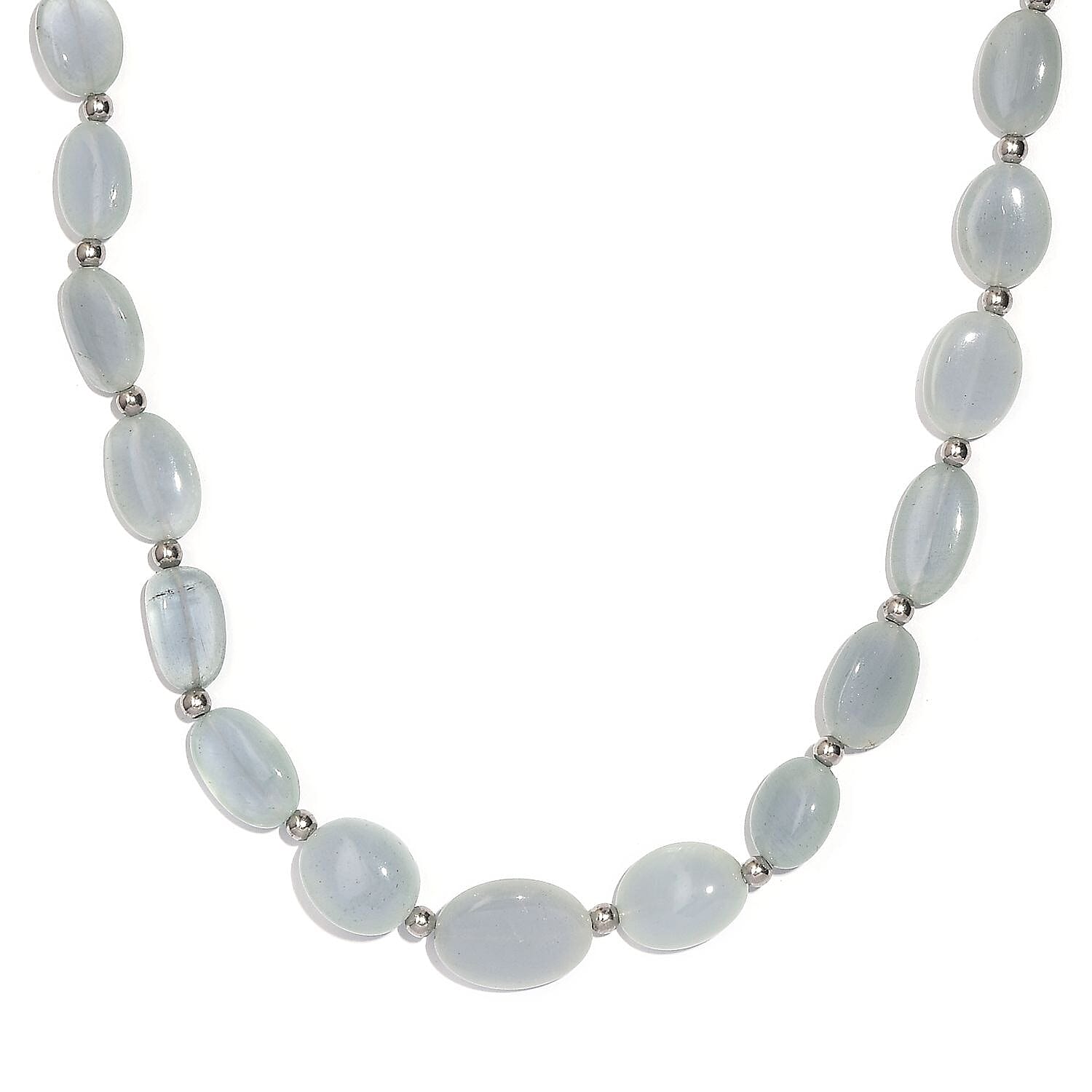 Mangoro Aquamarine 130.00 ctw Necklace in Rhodium Over Sterling Silver 18 Inches