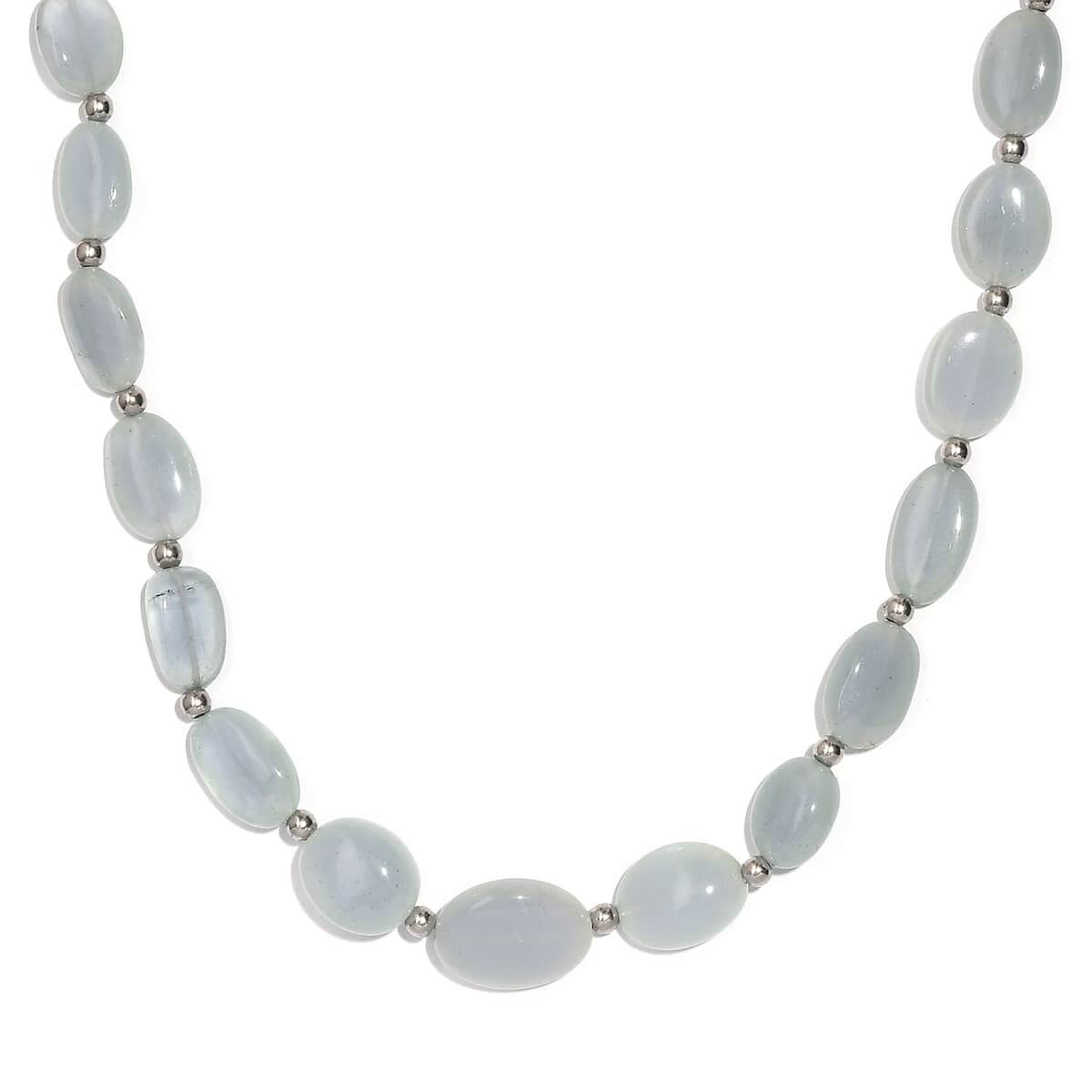 Mangoro Aquamarine 130.00 ctw Necklace in Rhodium Over Sterling Silver 18 Inches image number 0