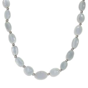 Mangoro Aquamarine 130.00 ctw Necklace in Rhodium Over Sterling Silver 18 Inches