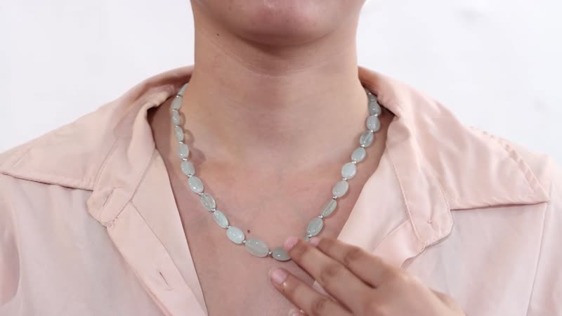 Mangoro Aquamarine 130.00 ctw Necklace in Rhodium Over Sterling Silver 18 Inches