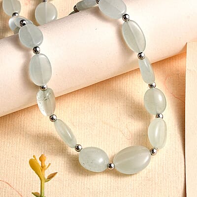 Mangoro Aquamarine 130.00 ctw Necklace in Rhodium Over Sterling Silver 18 Inches