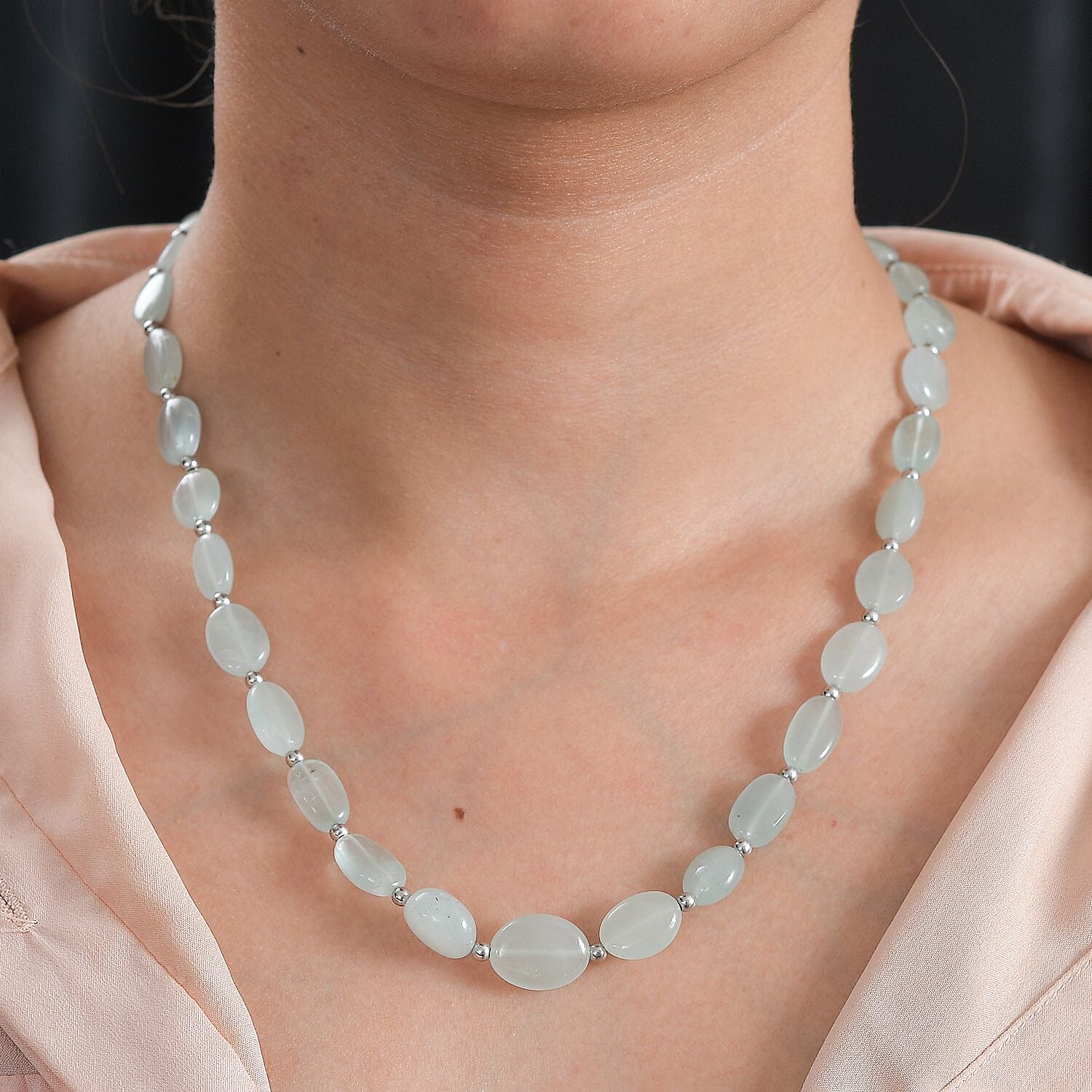 Mangoro Aquamarine 130.00 ctw Necklace in Rhodium Over Sterling Silver 18 Inches