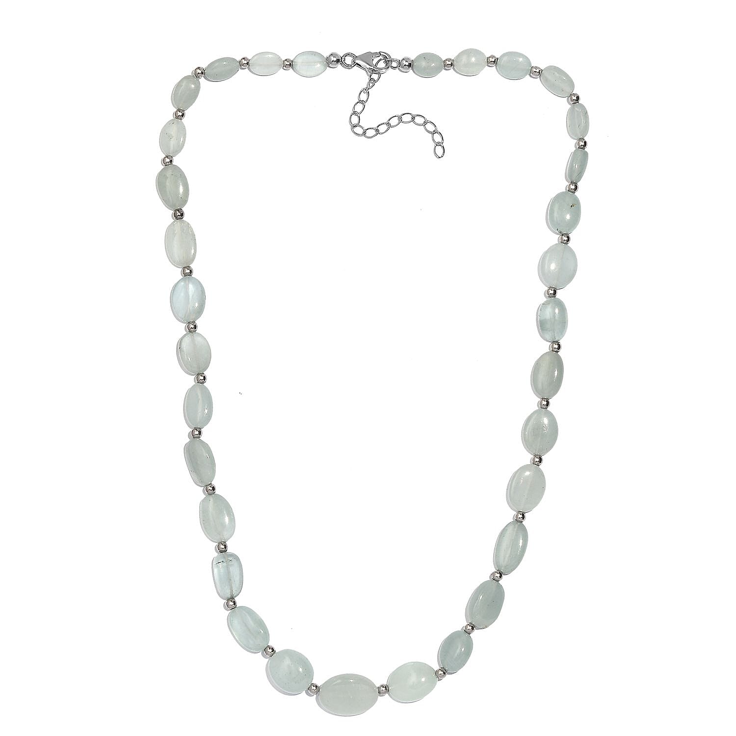 Mangoro Aquamarine 130.00 ctw Necklace in Rhodium Over Sterling Silver 18 Inches