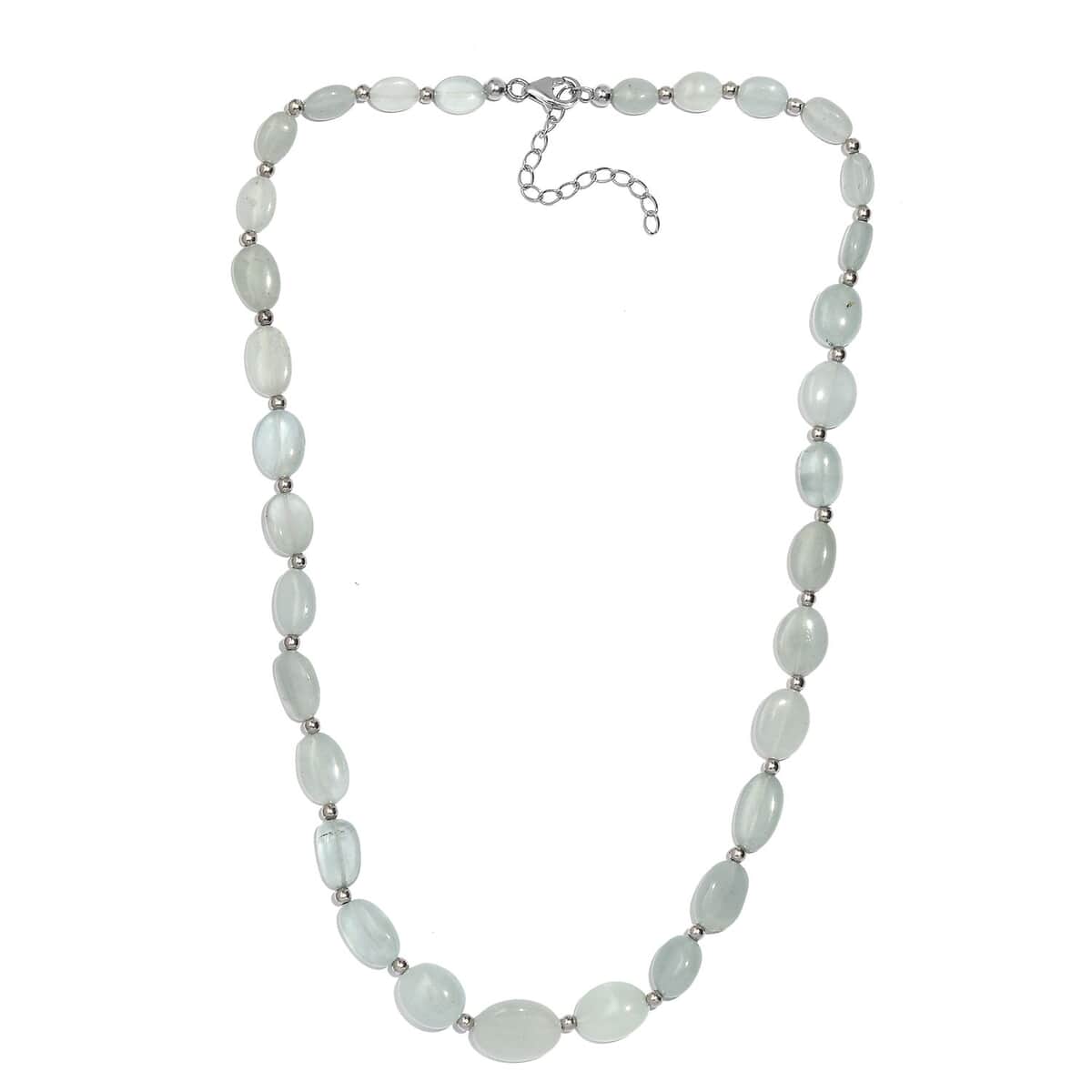 Mangoro Aquamarine 130.00 ctw Necklace in Rhodium Over Sterling Silver 18 Inches image number 3