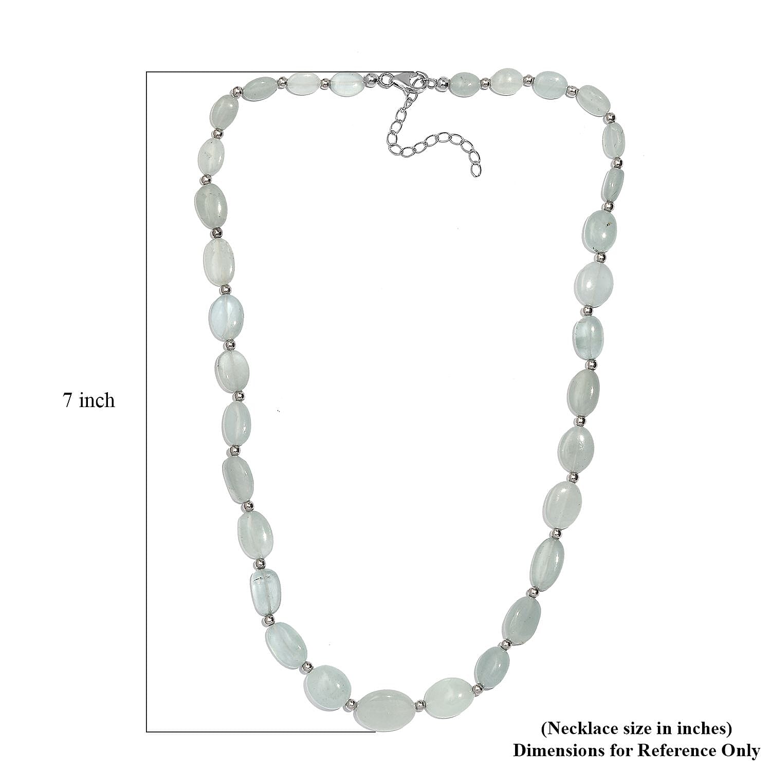 Mangoro Aquamarine 130.00 ctw Necklace in Rhodium Over Sterling Silver 18 Inches