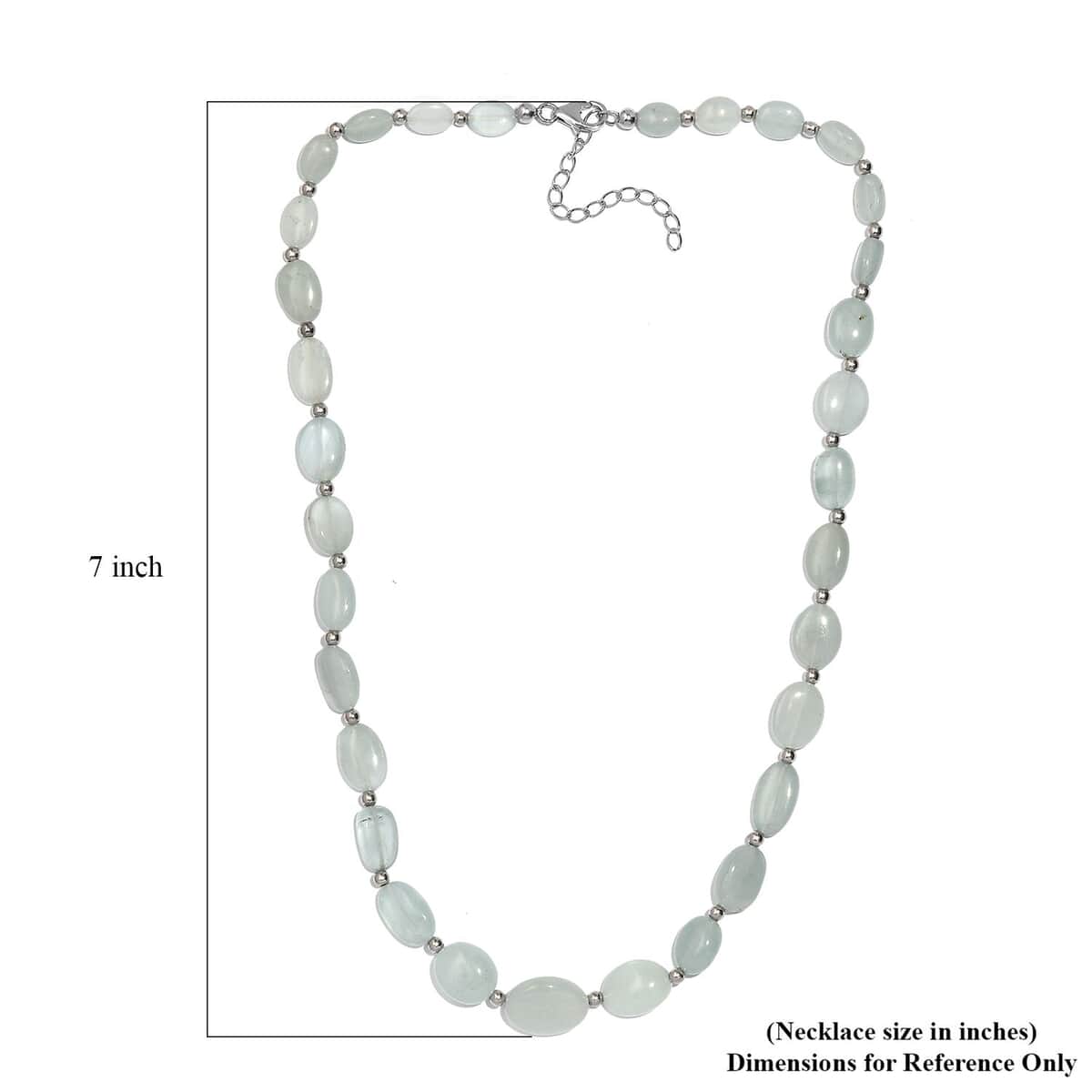 Mangoro Aquamarine 130.00 ctw Necklace in Rhodium Over Sterling Silver 18 Inches image number 5