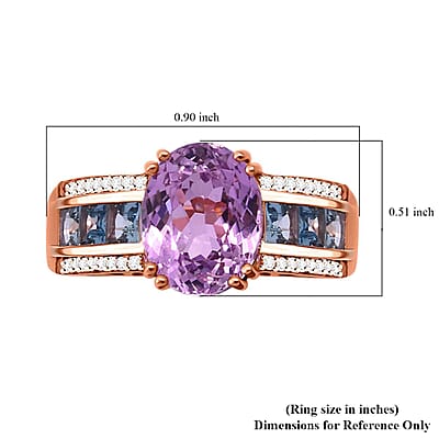 Certified & Appraised Luxoro AAA Patroke Kunzite, Santa Maria Aquamarine and G-H I2 Diamond 6.00 ctw Bridge Ring in 14K Rose Gold (Size 6.0) 4.75 Grams