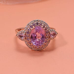Certified & Appraised Luxoro AAAA Patroke Kunzite, Pink Sapphire and G-H I2 Diamond 4.75 ctw Ring in 14K Rose Gold (Size 6.0) 5.10 Grams